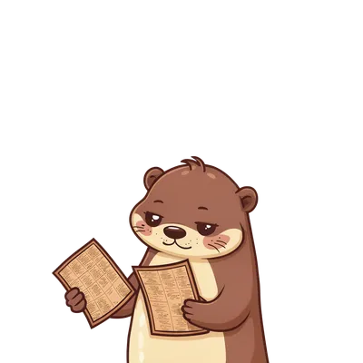 Cartoon otter carefully comparing two menus side by side